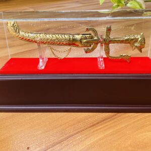 Brass Sword with Wooden Base Acrylic (Plastic) Display Box 'පිත්තල කඩුව' (AE0053)