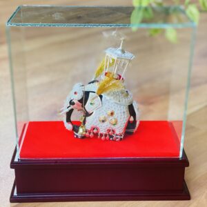 Silver Elephant Display Box (M) – Wooden Base ‘රිදී අලියා’ (AE0062)