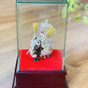 Silver Elephant Display Box (S) – Wooden Base ‘රිදී අලියා’ AE0061
