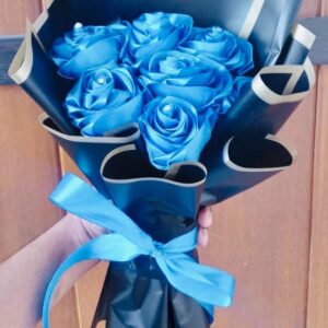 Ribbon Flower Bouquet – Sapphire (7 Flowers) – Code: GZ013 💙✨